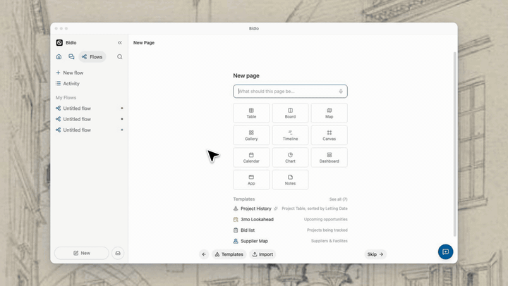 Build a page from the sentence you type into it